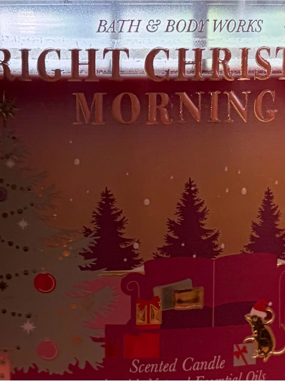 Bath & Body Works Bright Christmas Morning Scented Candle - Red, Gold, Pink